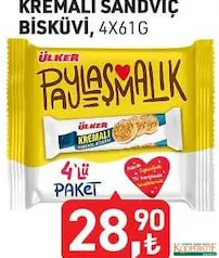 ÜLKER KREMALI SANDVİÇ BİSKÜVİ 4X61 GR